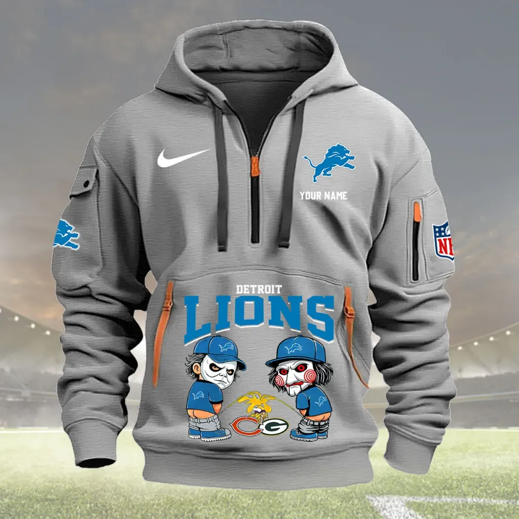 Detroit Lions Custom Quarter Zip Hoodie