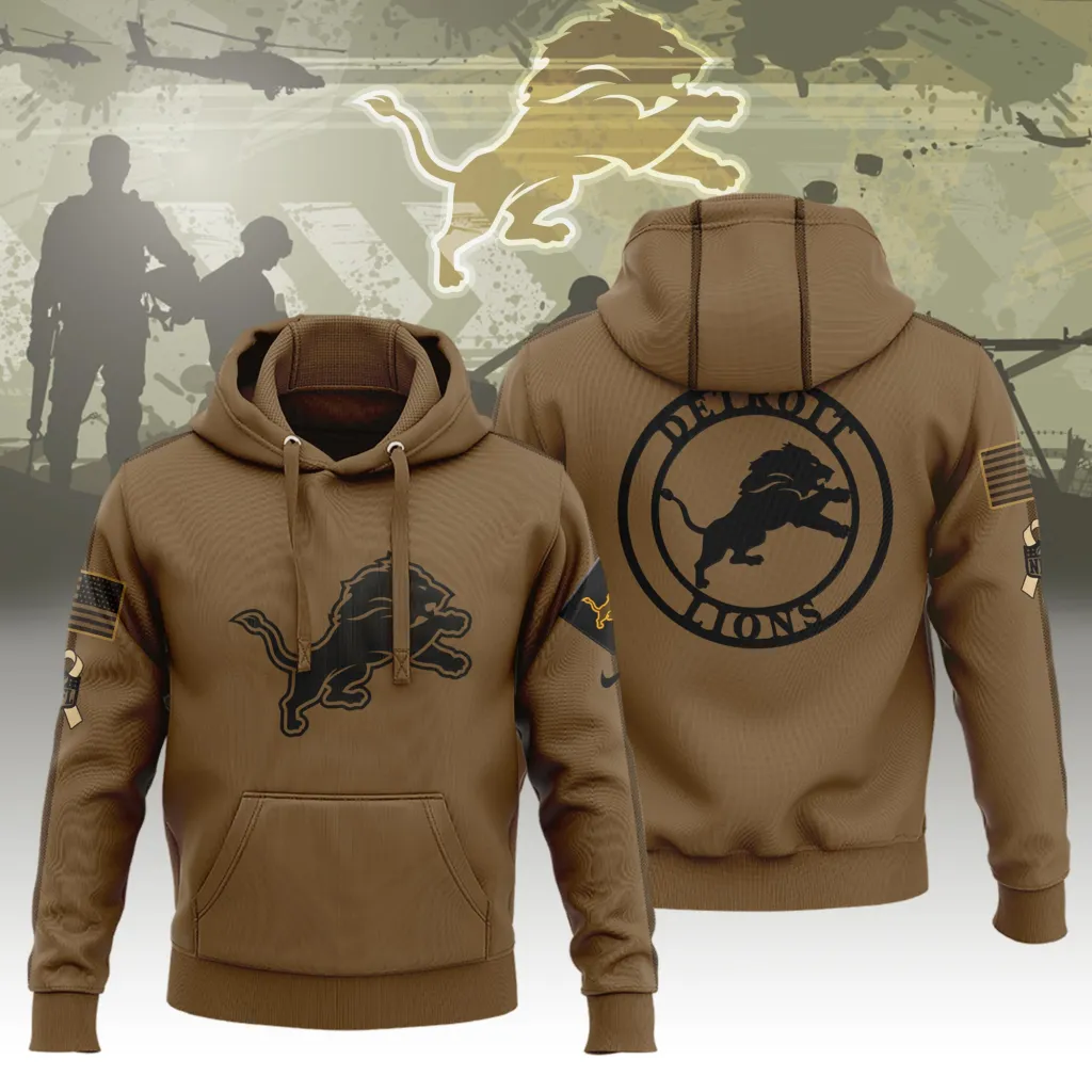 Detroit Lions Limited Edition Brown Veterans Hoodie