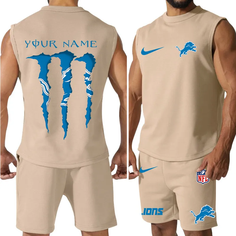 Detroit Lions Men’s Colorful Combo Jersey Tank Top And Shorts Set