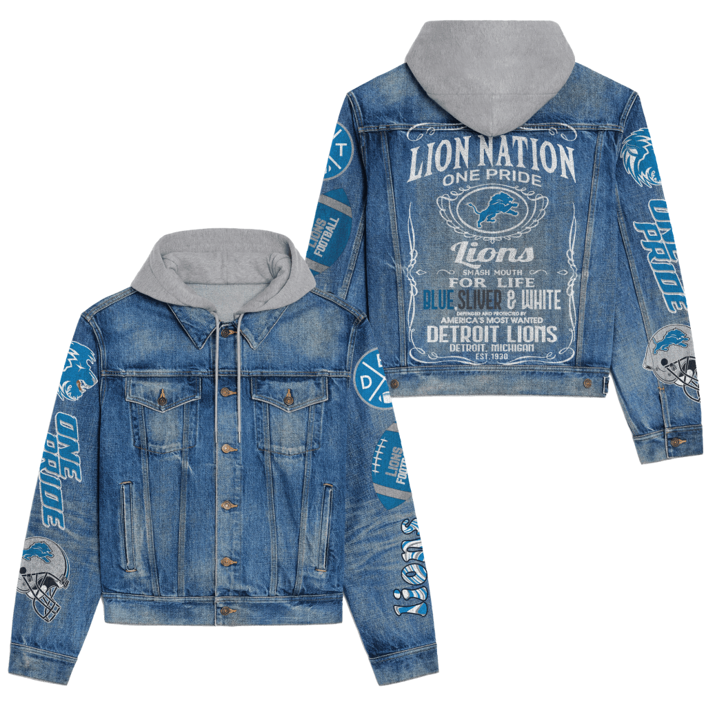 Detroit Lions Men’s Premium Hooded Denim Jacket