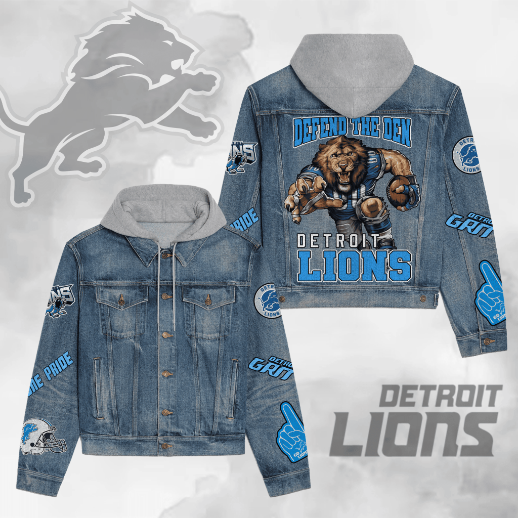 Detroit Lions Men’s Premium Hooded Denim Jacket