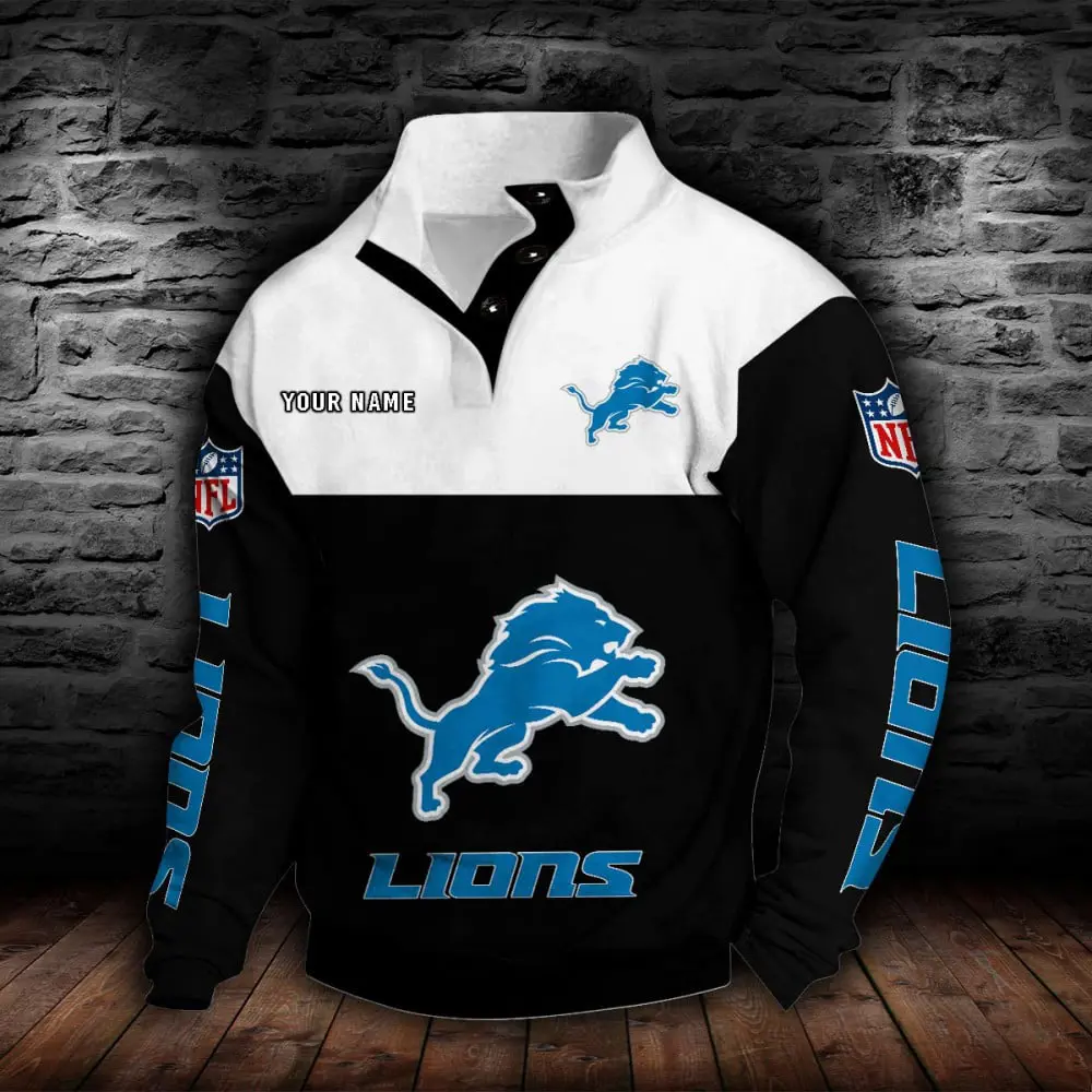 Detroit Lions Personalized Colorful Stand Collar Sweatshirt