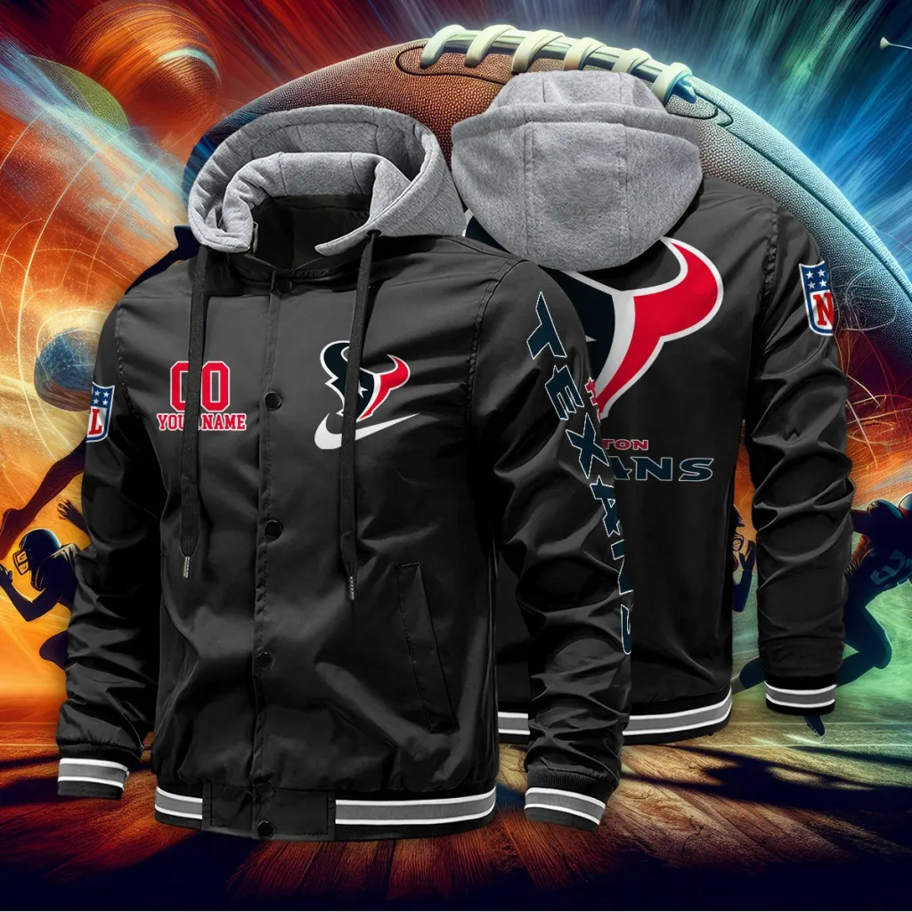 Houston Texans Custom Baseball Jacket With Removable Hood