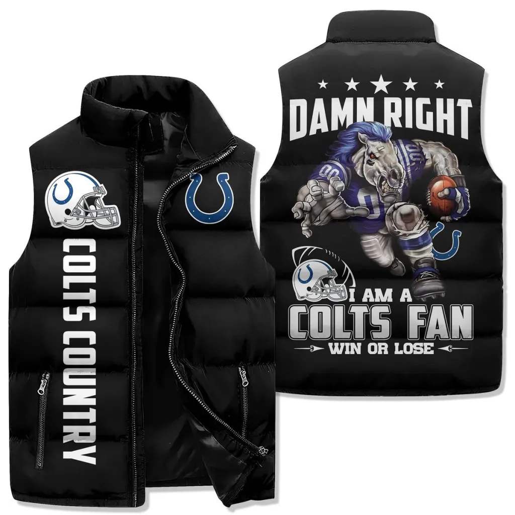 Indianapolis Colts Men’s Premium Sleeveless Puffer Jacket For Sale