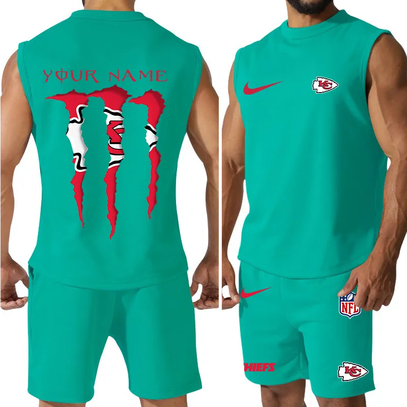 Kansas City Chiefs Men’s Colorful Combo Jersey Tank Top And Shorts Set