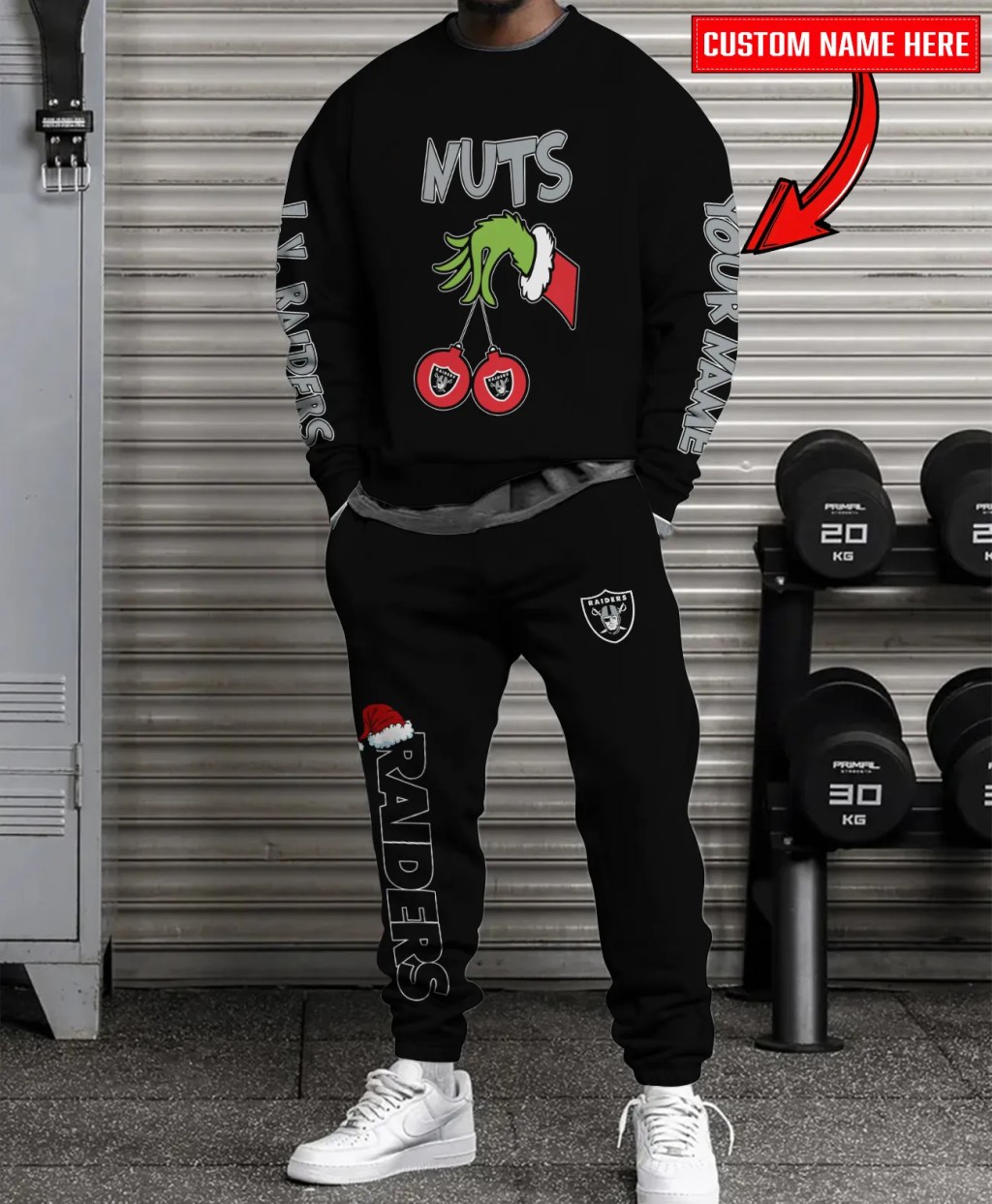 Las Vegas Raiders Christmas Collection Black Sweatshirt And Sweatpants Combo