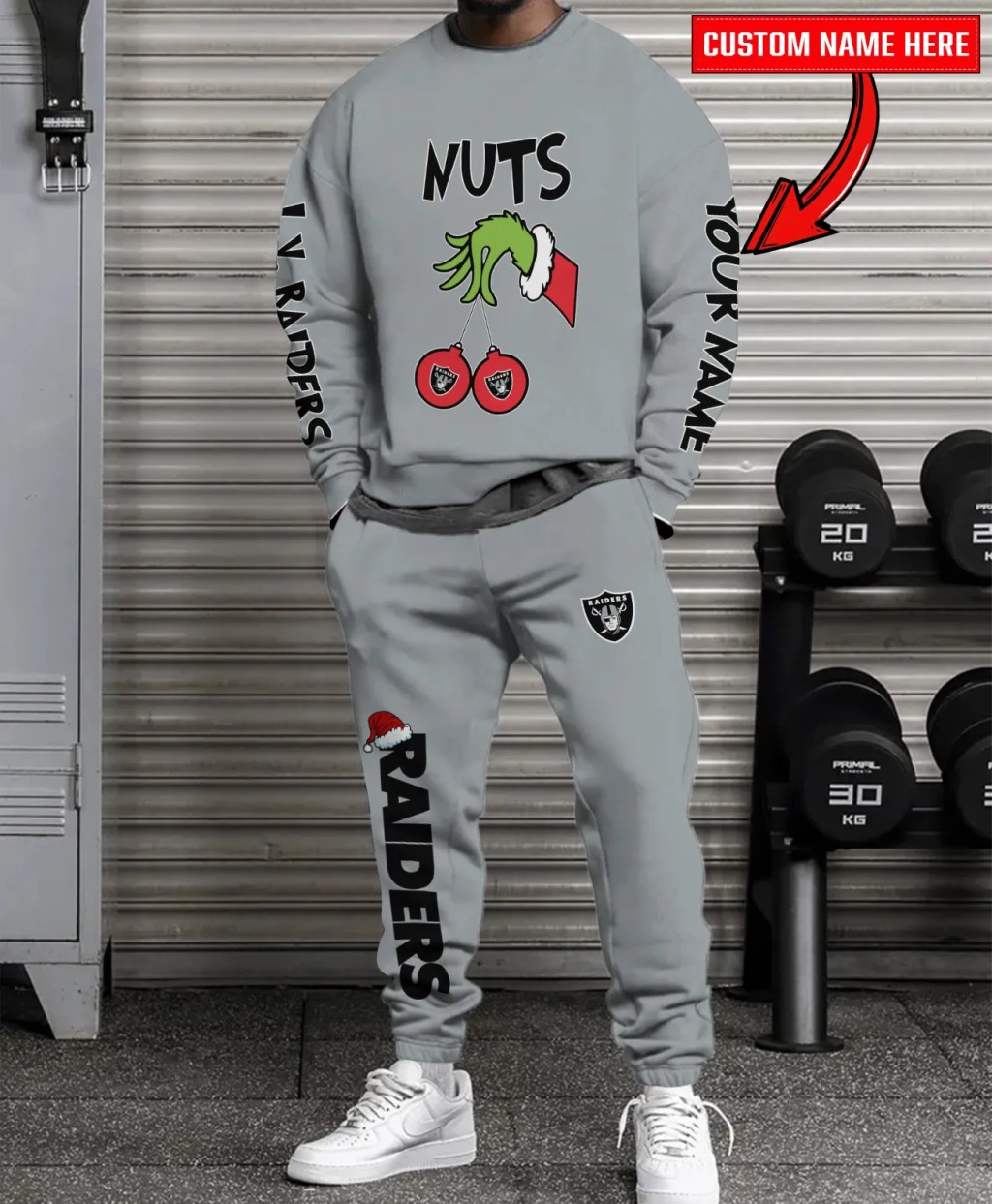 Las Vegas Raiders Christmas Sweatshirt And Sweatpants Combo