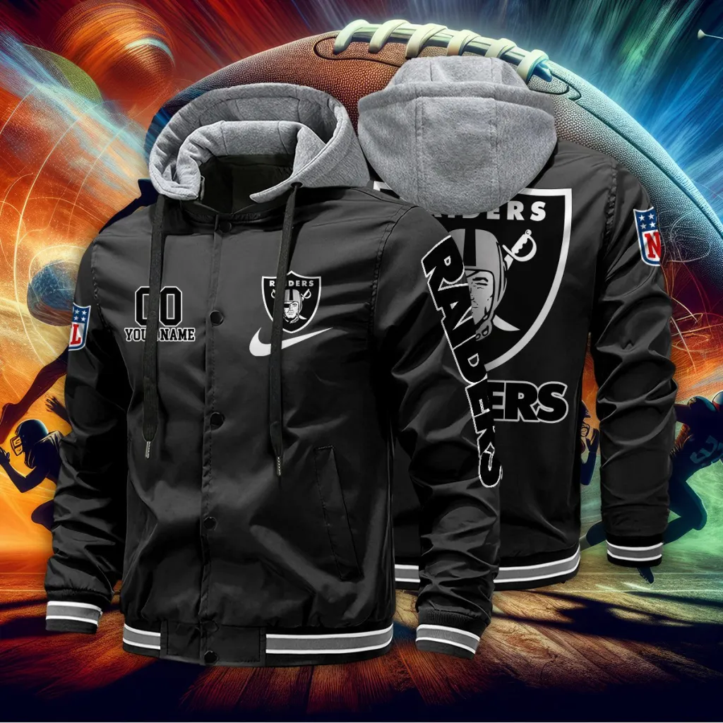 Las Vegas Raiders Custom Baseball Jacket With Removable Hood