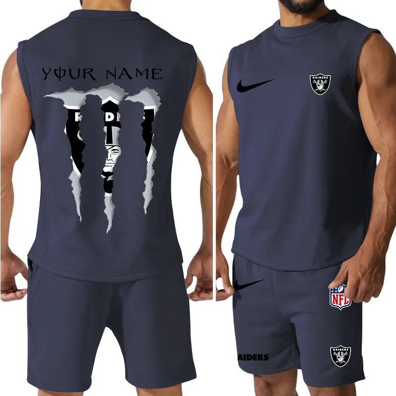 Las Vegas Raiders Men’s Colorful Combo Jersey Tank Top And Shorts Set