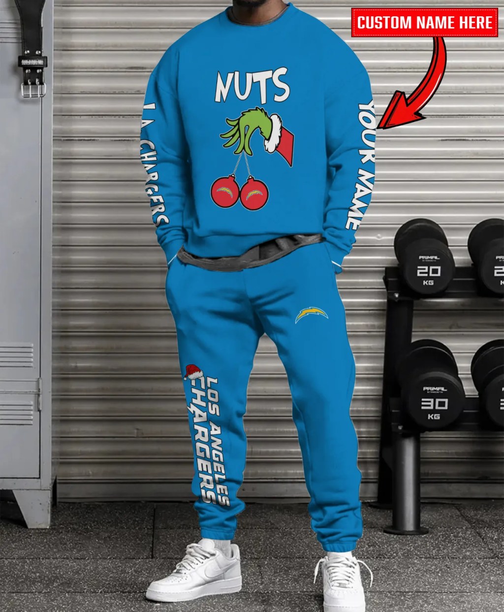 Los Angeles Chargers Christmas Sweatshirt And Sweatpants Combo