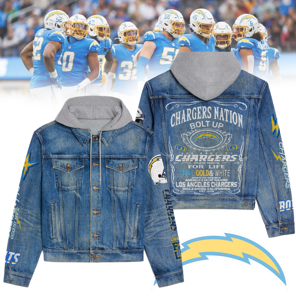 Los Angeles Chargers Premium Hooded Denim Jacket