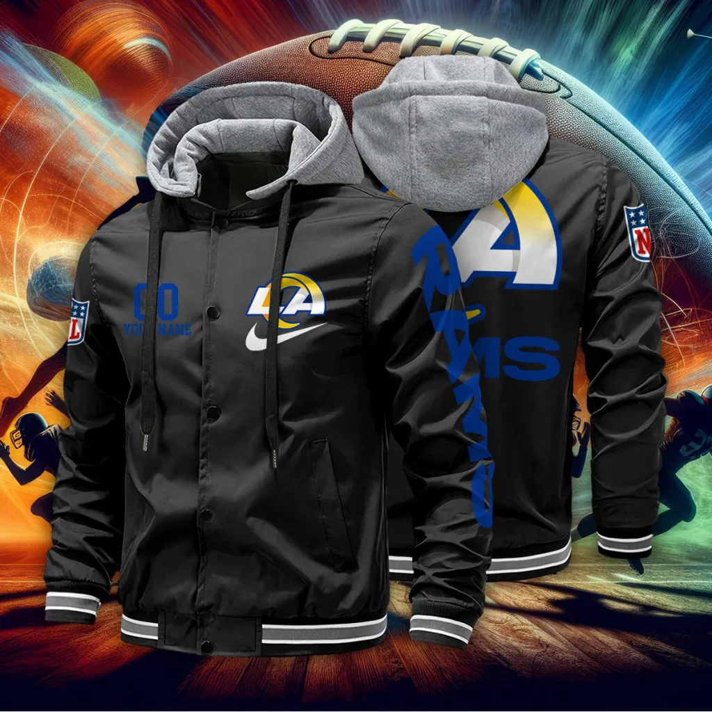 Los Angeles Rams Custom Baseball Jacket With Removable Hood