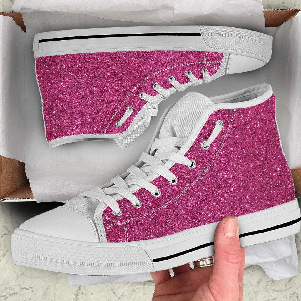 Magenta Pink Glitter Pattern Canvas Shoes