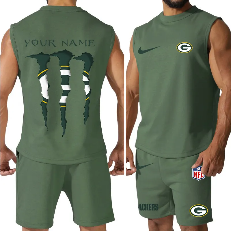 Men’s Green Bay Packers Colorful Combo Jersey Tank Top And Shorts Set