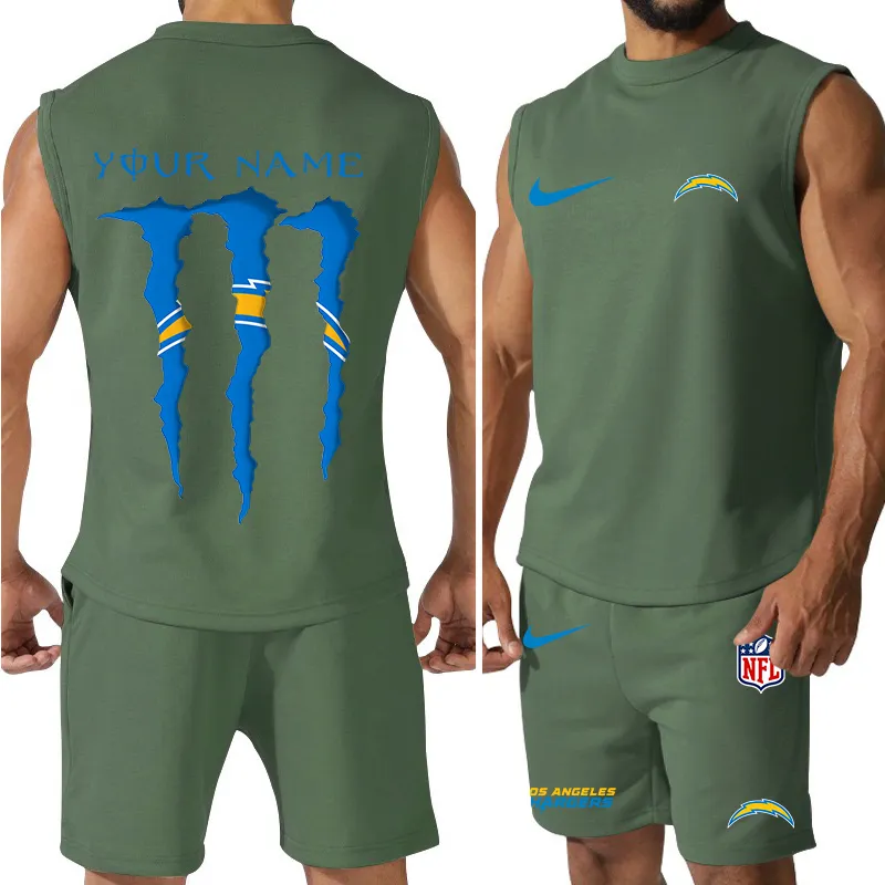 Men’s Los Angeles Chargers Colorful Combo Jersey Tank Top And Shorts Set