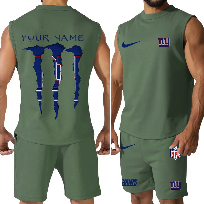 Men’s New York Giants Colorful Combo Jersey Tank Top And Shorts Set