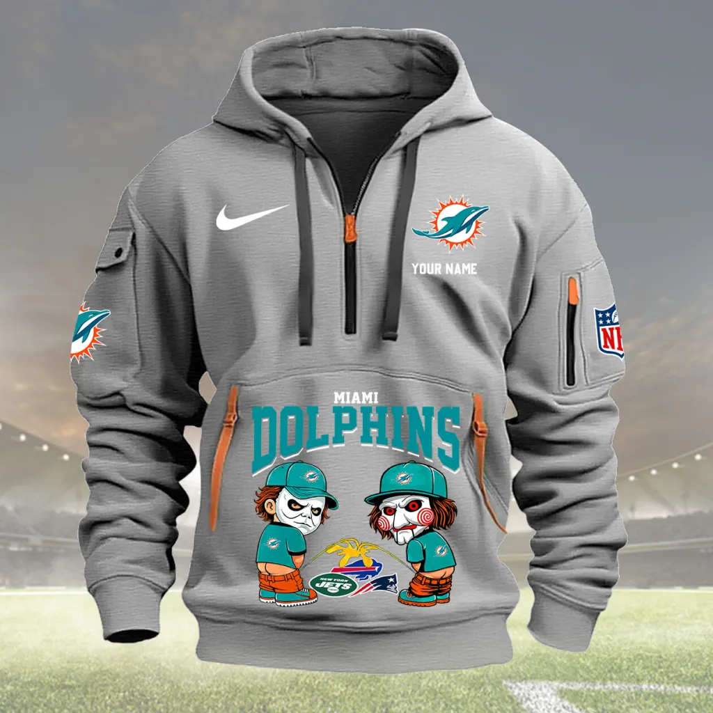 Miami Dolphins Custom Quarter Zip Hoodie