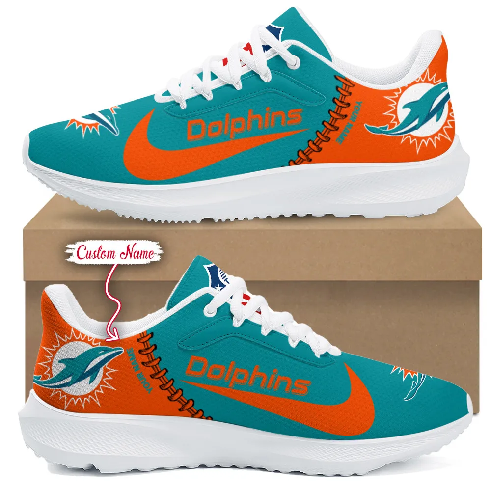 Miami Dolphins Lightweight Running Shoes With Patch Decor