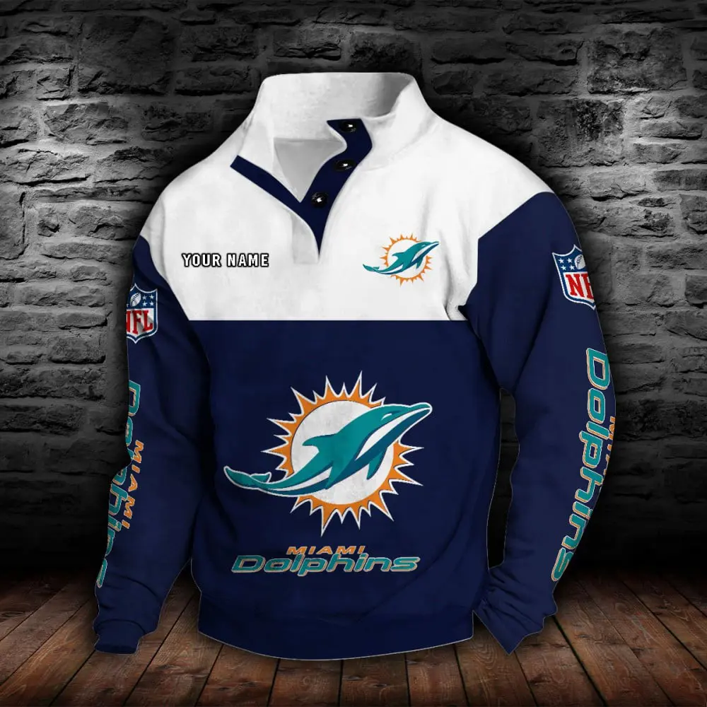 Miami Dolphins Personalized Colorful Stand Collar Sweatshirt