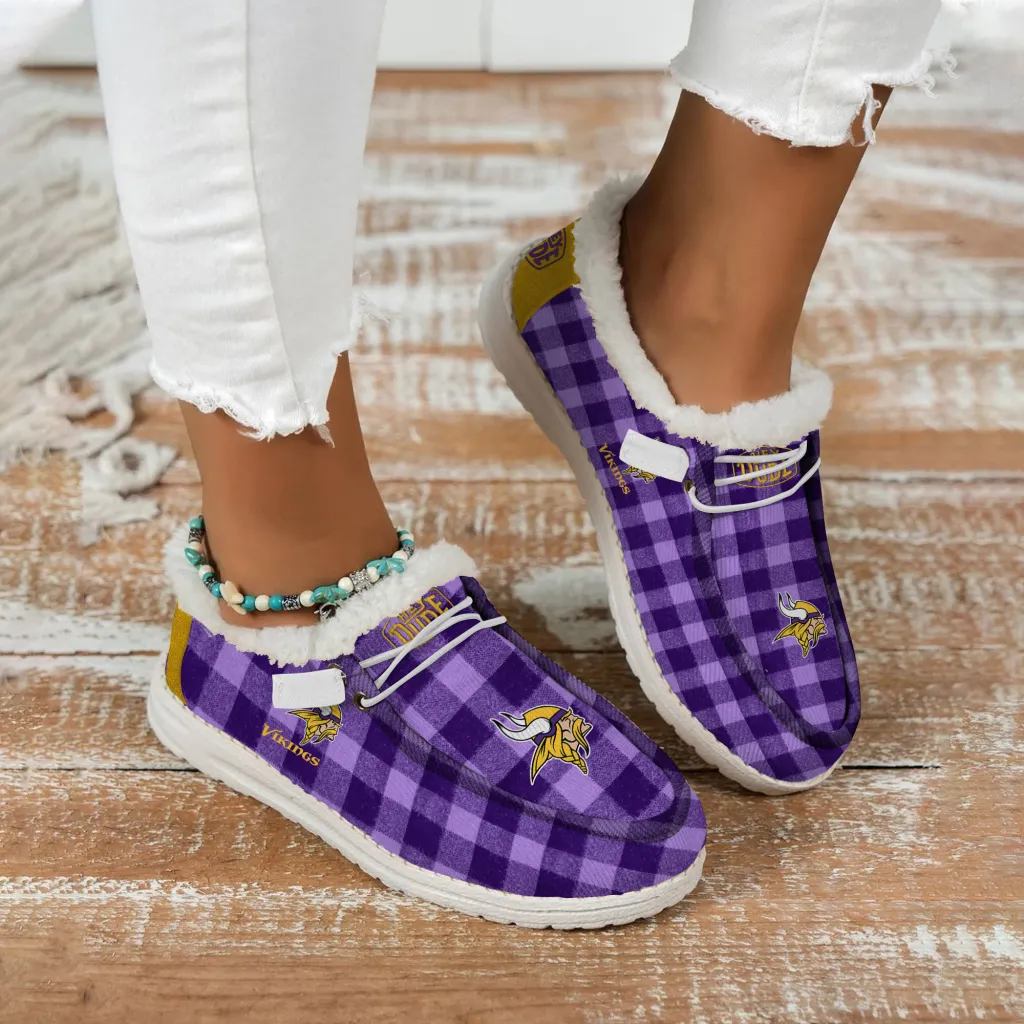 Minnesota Vikings Fuzzy Winter Shoes For Men And Women