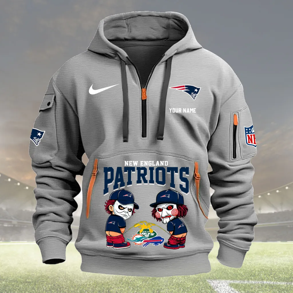 New England Patriots Custom Quarter Zip Hoodie