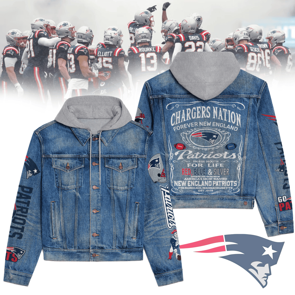 New England Patriots Men’s Premium Hooded Denim Jacket