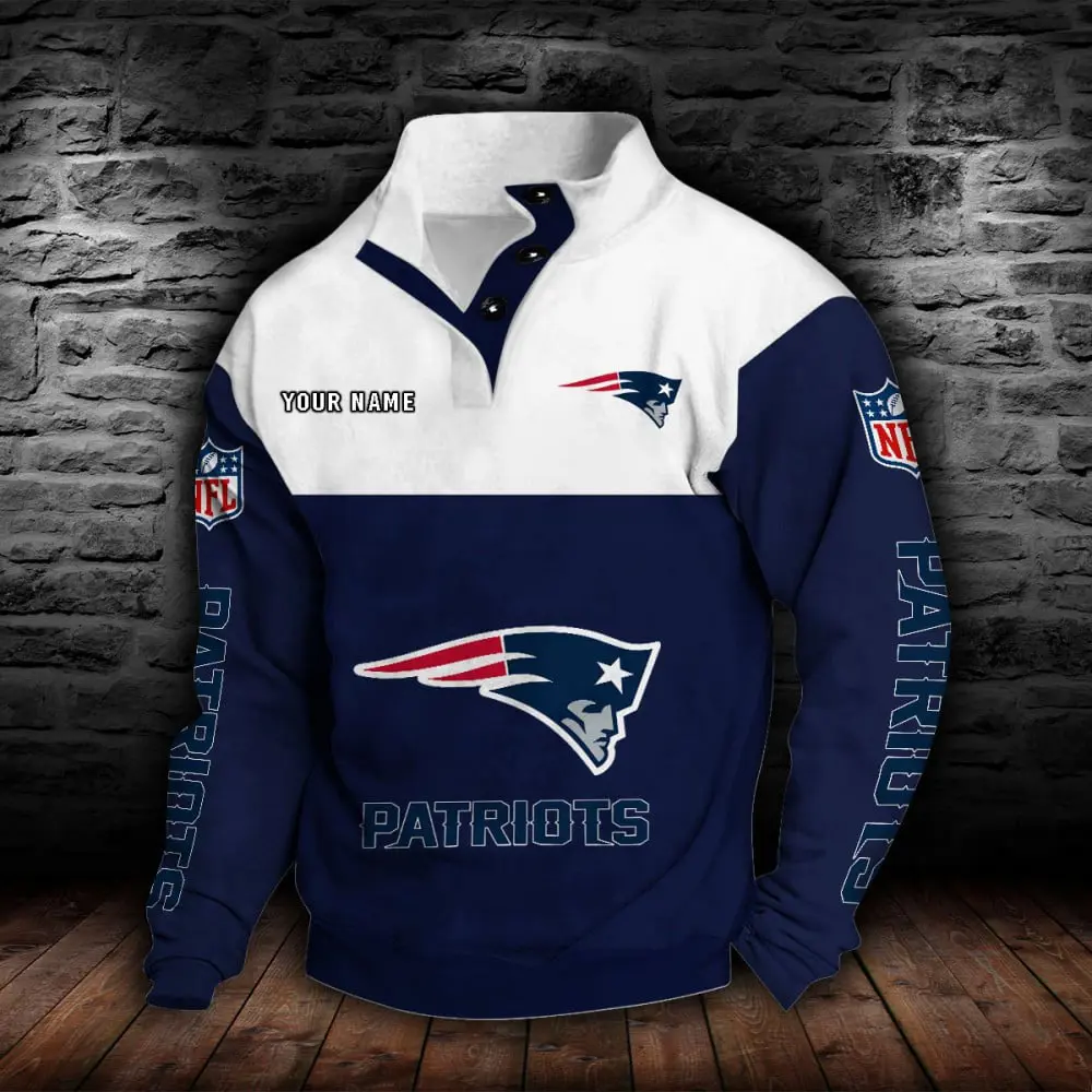 New England Patriots Personalized Colorful Stand Collar Sweatshirt