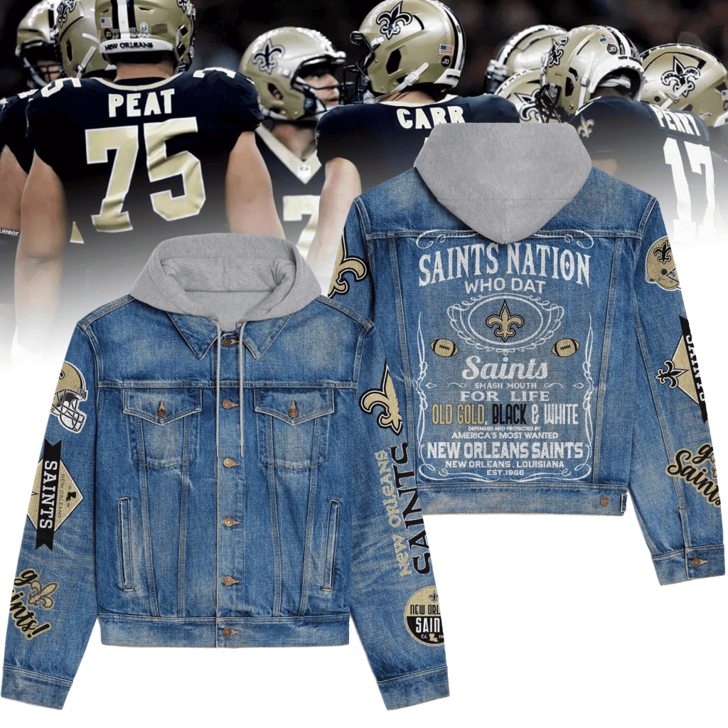 New Orleans Saints Men’s Premium Hooded Denim Jacket