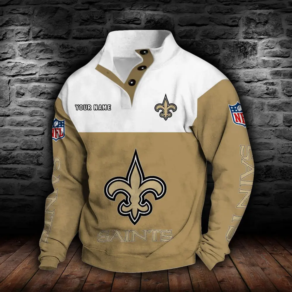 New Orleans Saints Personalized Colorful Stand Collar Sweatshirt