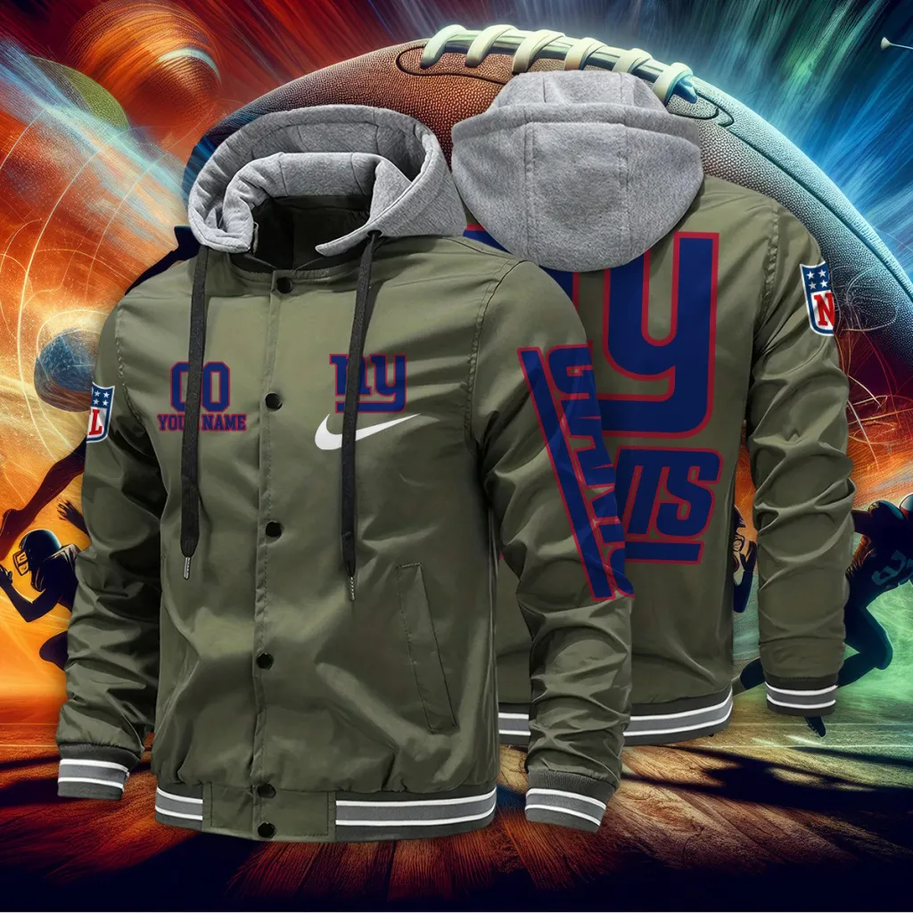 New York Giants Custom Baseball Jacket With Removable Hood