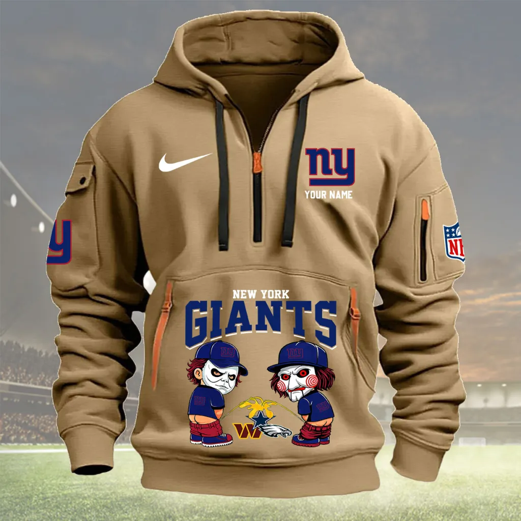 New York Giants Custom Quarter Zip Hoodie