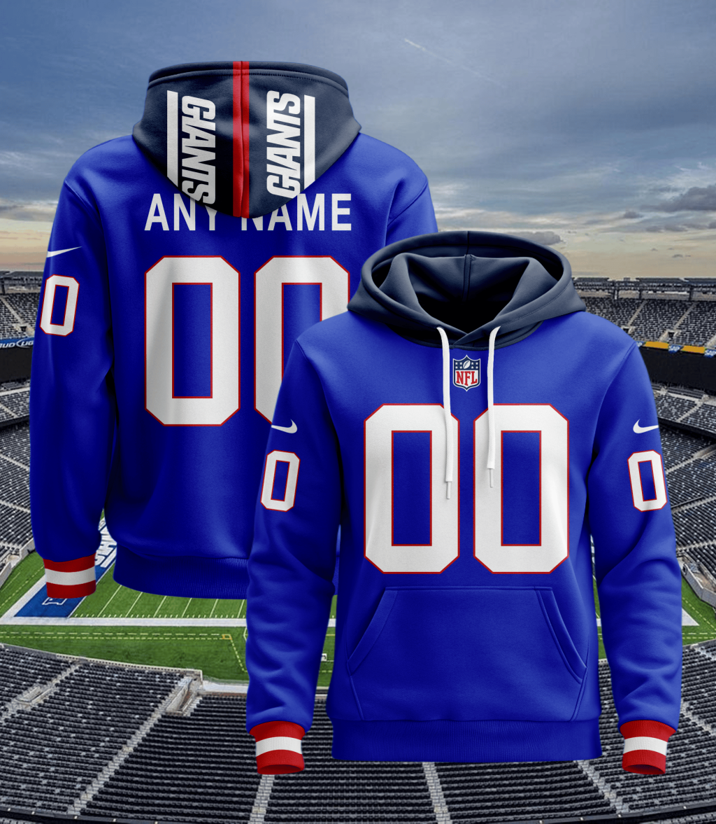 New York Giants Personalized Football Hoodie Style Jersey