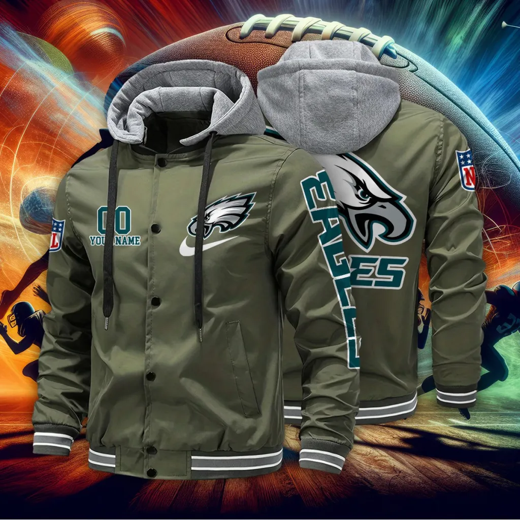 Philadelphia Eagles Custom Baseball Jacket With Removable Hood