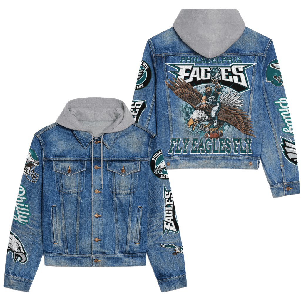 Philadelphia Eagles Premium Hooded Denim Jacket