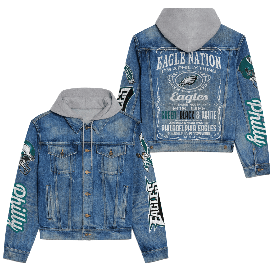 Philadelphia Eagles Premium Hooded Denim Jacket