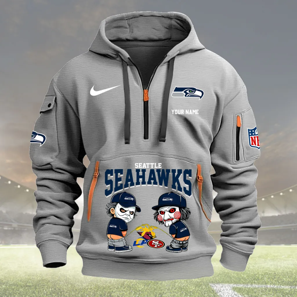 Seattle Seahawks Custom Quarter Zip Hoodie