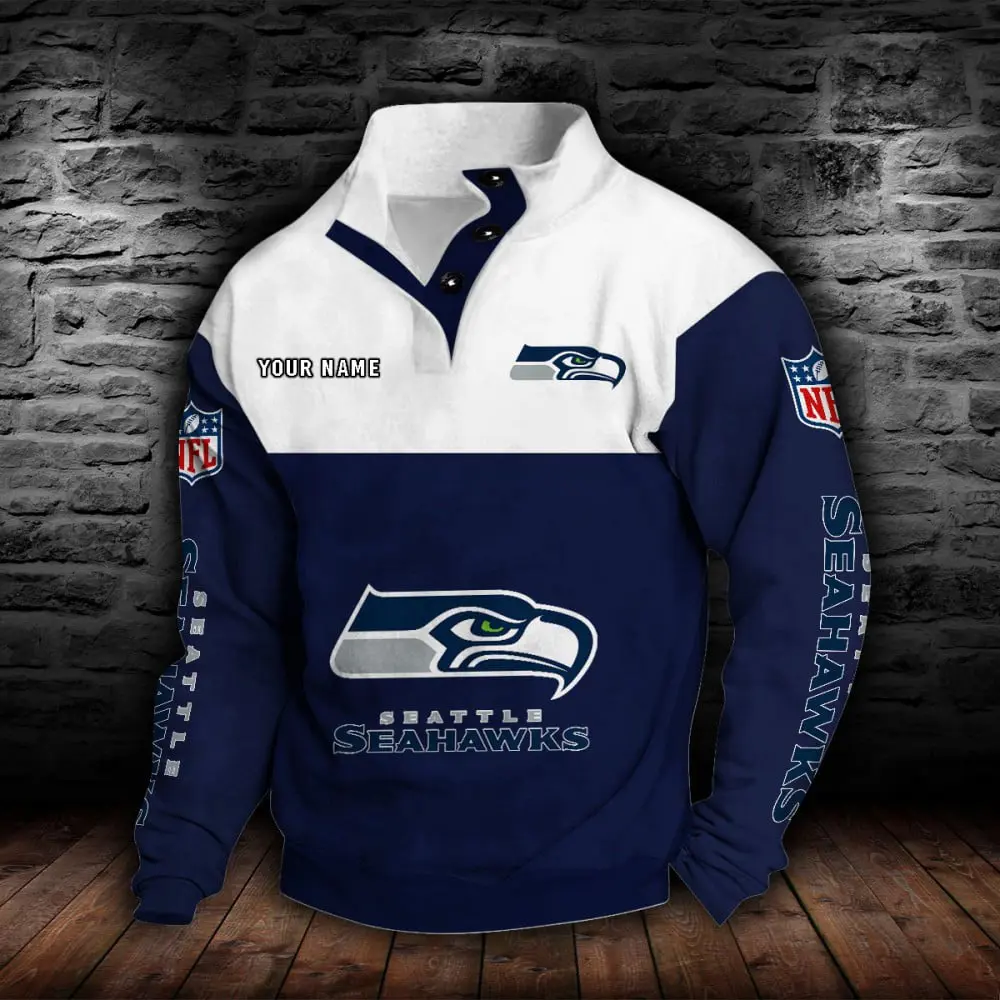 Seattle Seahawks Personalized Colorful Stand Collar Sweatshirt