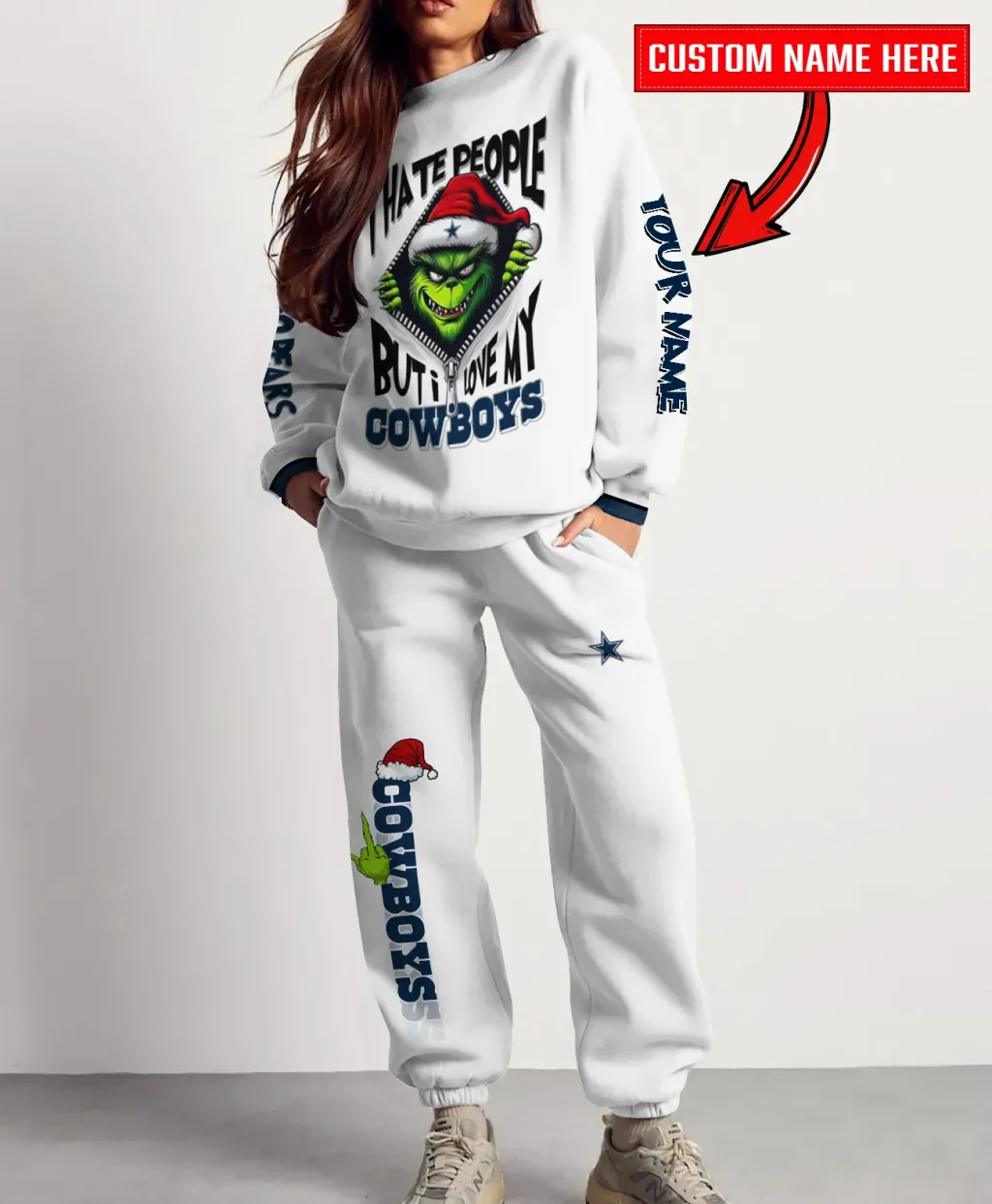 Unisex Dallas Cowboys Christmas Sweatshirt & Sweatpants Set – White Collection