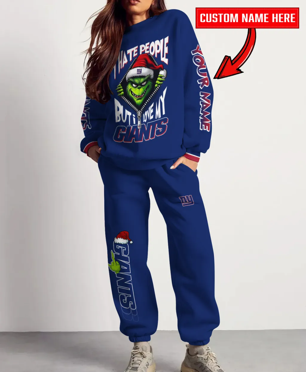 Unisex New York Giants Christmas Sweatshirt & Sweatpants Set