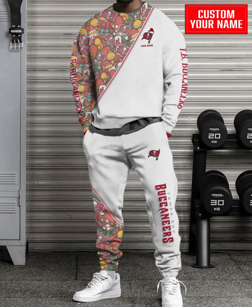 Unisex Tampa Bay Buccaneers Christmas Sweatshirt And Sweatpants Set – White