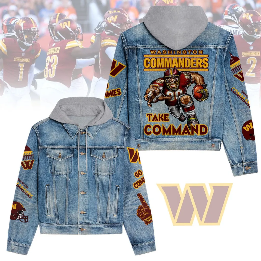 Washington Commanders Premium Hooded Denim Jacket