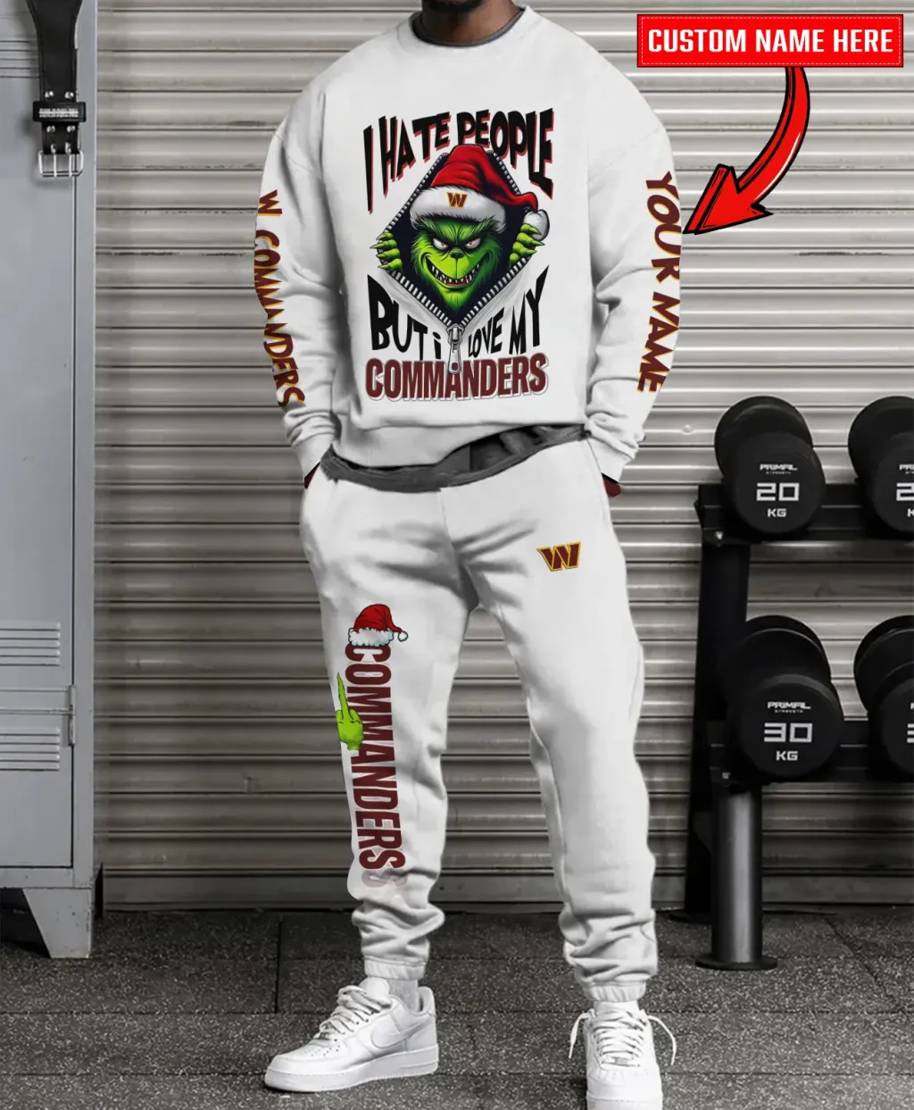 Washington Commanders White Unisex Sweatshirt & Sweatpants Christmas Collection