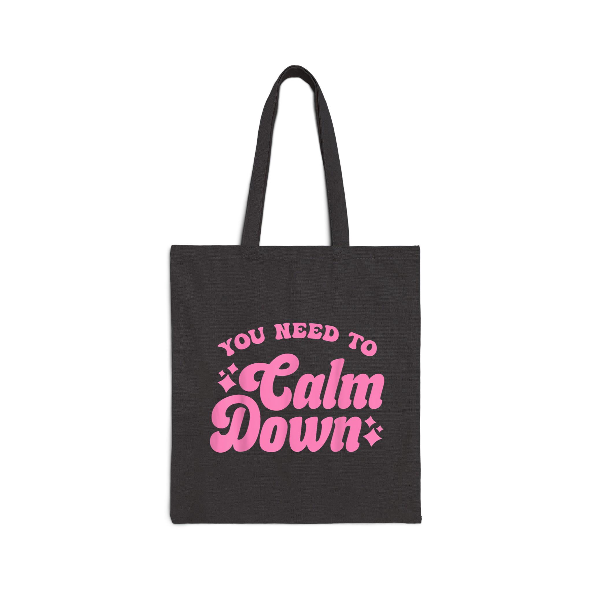 You Need To Calm Down Groovy Retro Cute Funny Cotton Canvas Tote Bag