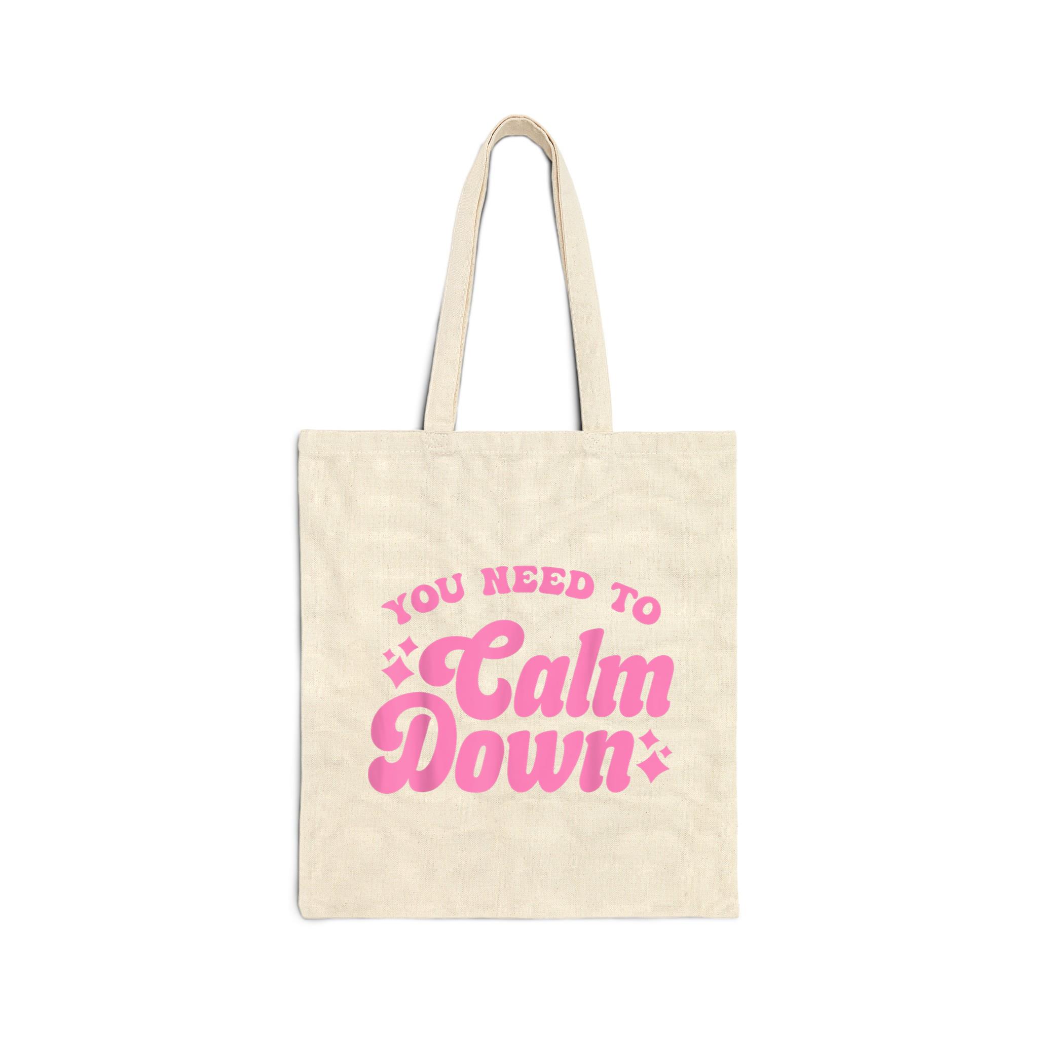 You Need To Calm Down Groovy Retro Cute Funny Cotton Canvas Tote Bag