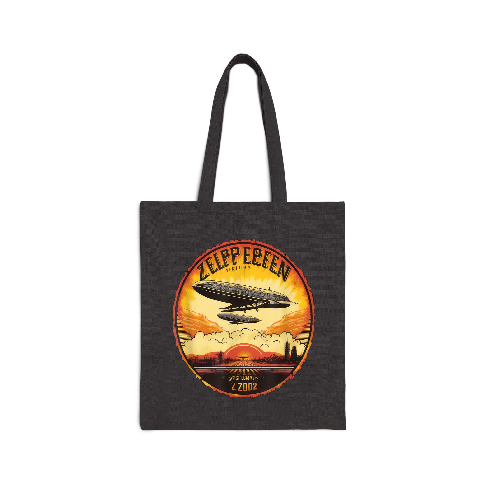 Zeppelin Sunrise Retro Airship Vintage 70S 80S Cotton Canvas Tote Bag