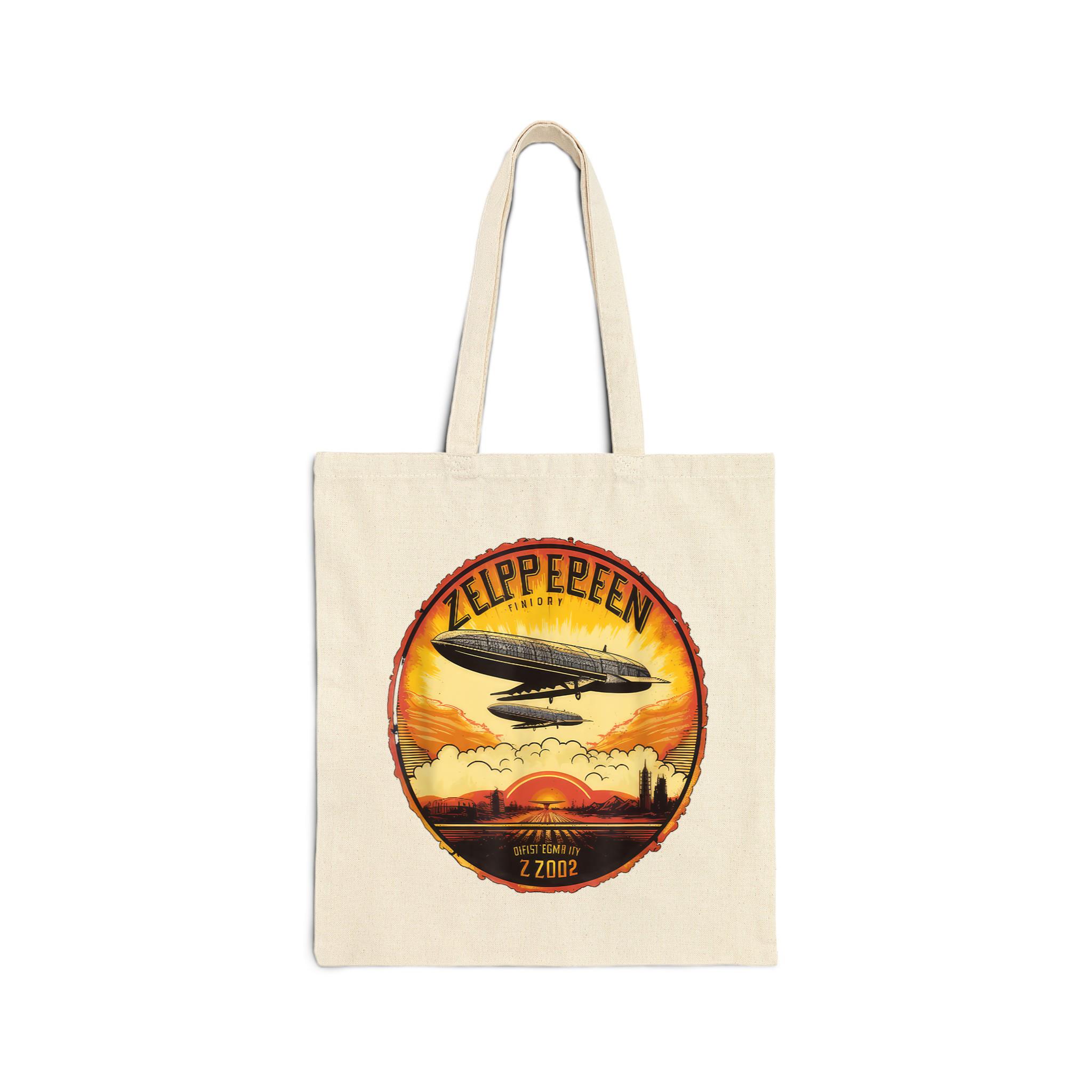 Zeppelin Sunrise Retro Airship Vintage 70S 80S Cotton Canvas Tote Bag