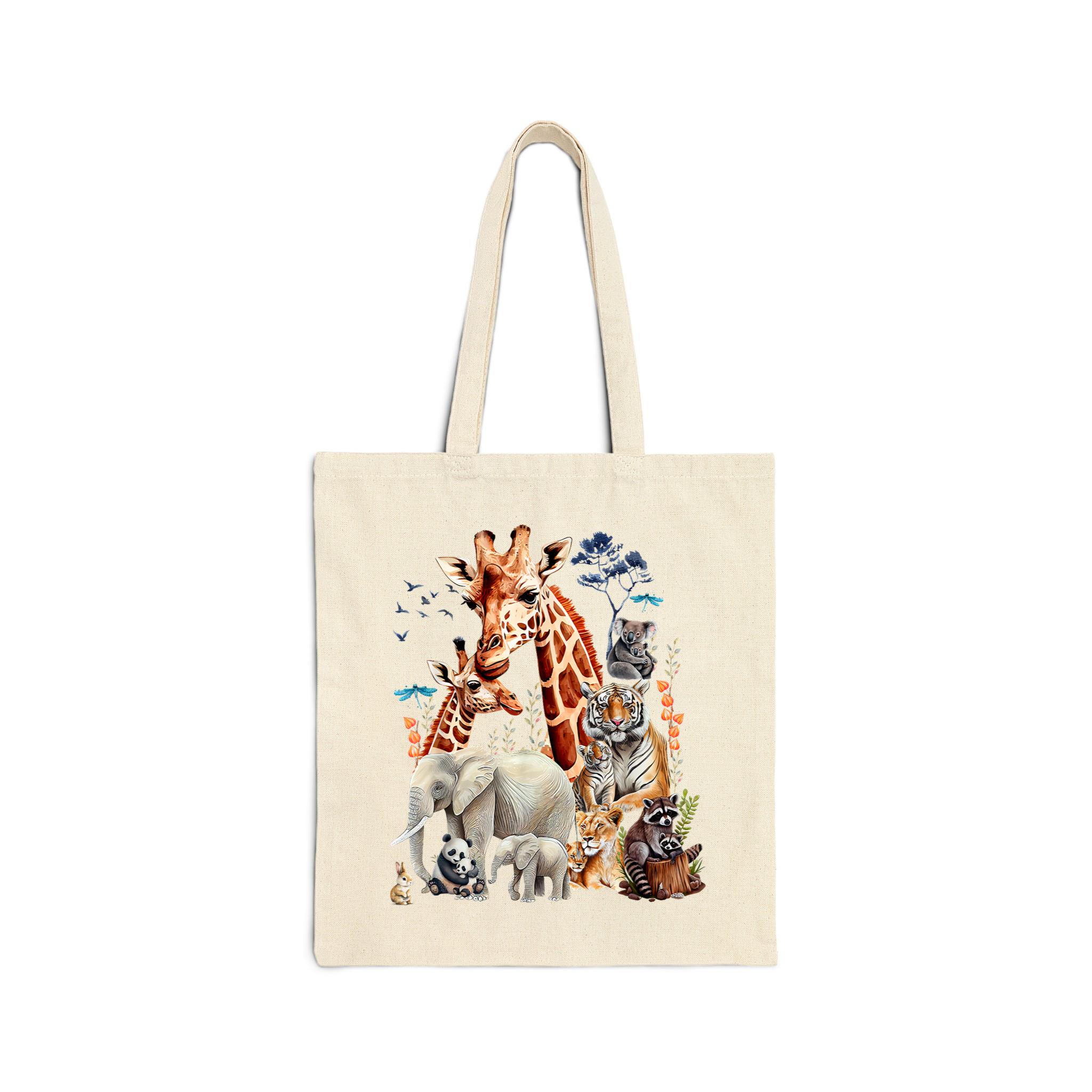 Zoo Animals Wildlife Birthday Party Animal Safari Jungle Cotton Canvas Tote Bag